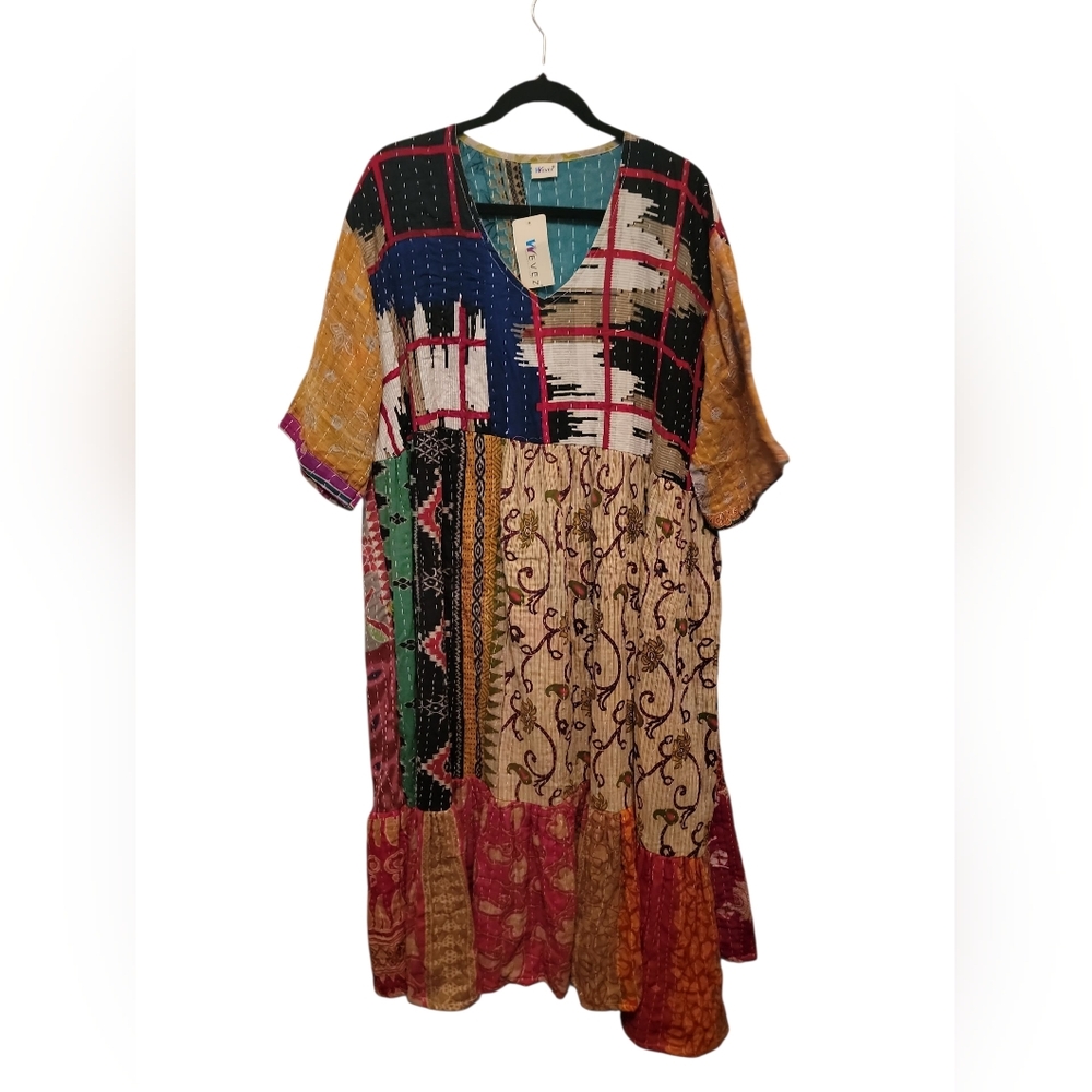 Wevez - Kantha DRESS Vibrant Patchwork Maxi Dress